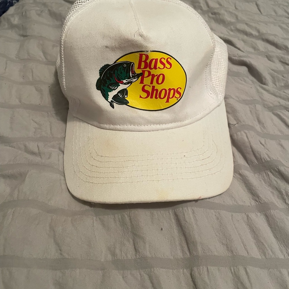 Bass Pro Shops White and Yellow Reptile Cap